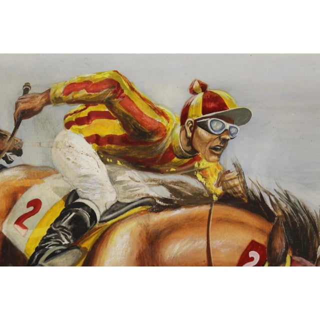1960s Classic Steeplechase "The Water Jump" Painting For Sale - Image 4 of 8