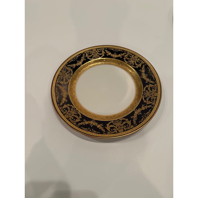 1910s Cobalt & Gilt Dinner Plates -Set of 12 For Sale - Image 5 of 14