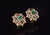 Authentic natural diamond, emerald and pink tourmaline floral earrings handcrafted in solid 18K yellow gold. These...
