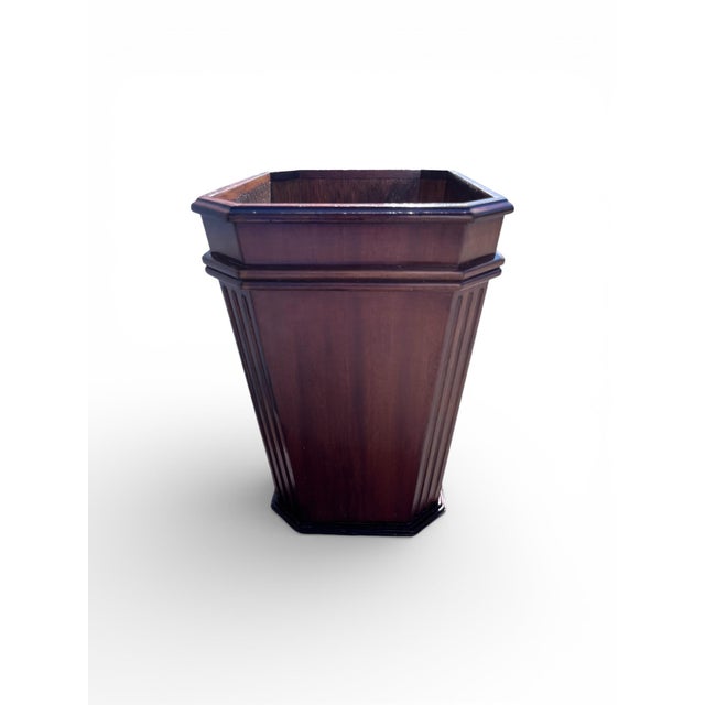 1980s Vintage Wood Waste Paper Basket Designed by Siam Designs San Francisco For Sale - Image 5 of 9