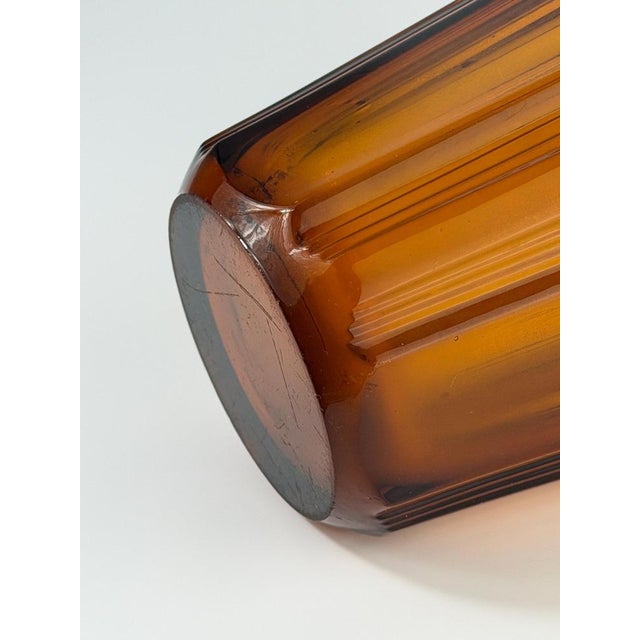 Bohemian Art Deco Amber Glass Vase, 1920s-1930s For Sale - Image 9 of 10
