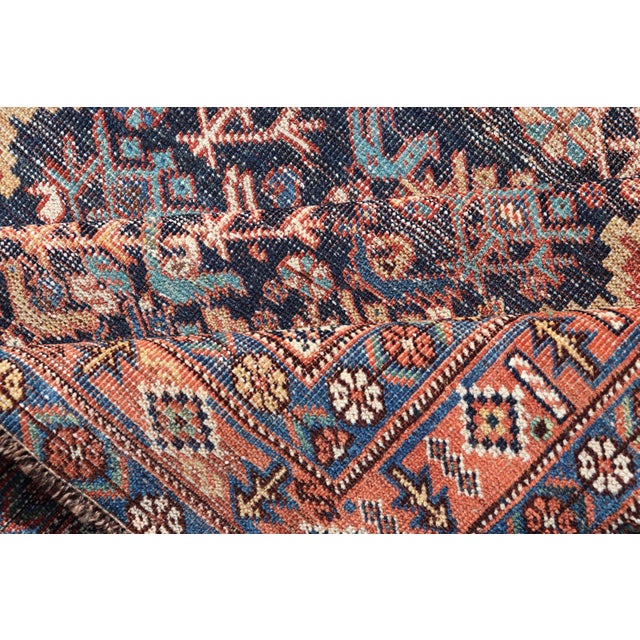 Antique Persian Afshar Rug With Bold Geometric Medallion 3'9" X 4'10" For Sale - Image 10 of 11