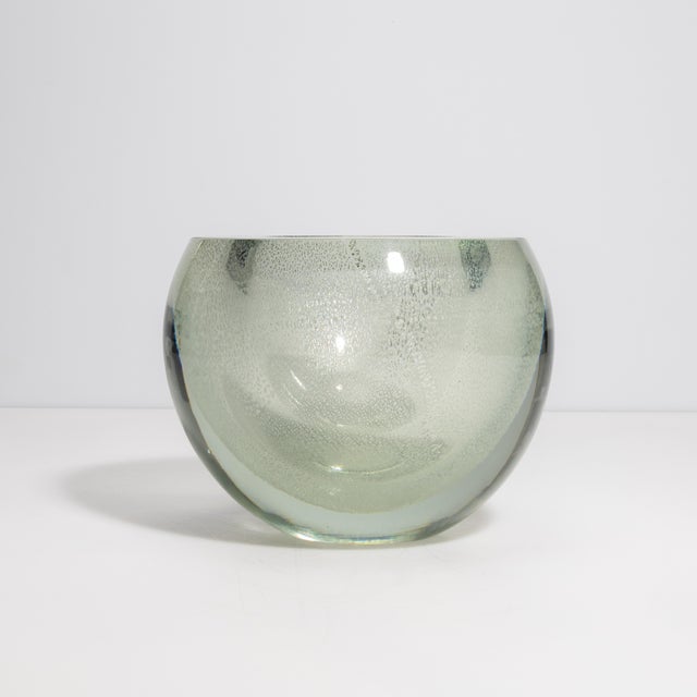 Murano Sphere Vase in Clear With Silver Flecks Large For Sale - Image 4 of 9