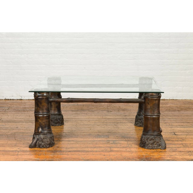 Contemporary Bronze Coffee Table Base with Large Hoof Feet & Brown Patina For Sale - Image 4 of 13