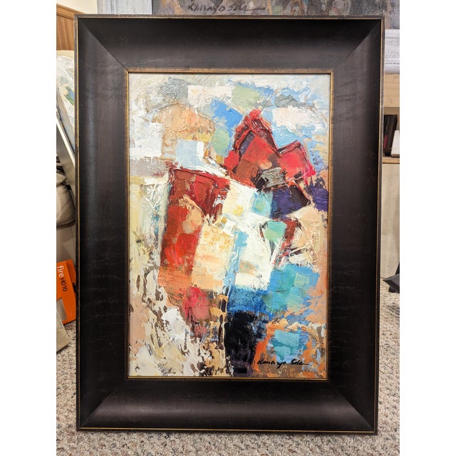 2020s Multi Colored Framed Textured Abstract Art on Canvas. For Sale - Image 5 of 5