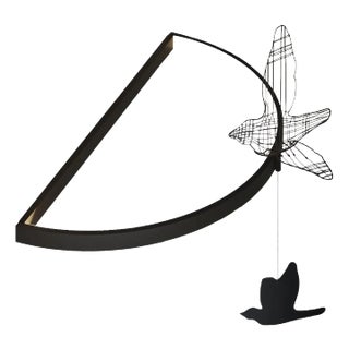 Minimalist Led Wall Lamp Sculptural Geometric Light Art Object Steel and Textile For Sale