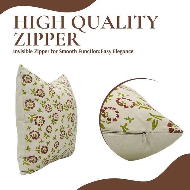 Bring a touch of nature-inspired elegance to your home with our "Bloom" block print handmade cushion cover. Crafted from...
