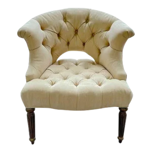 Vintage Barrel Wing Back Tufted Armchair