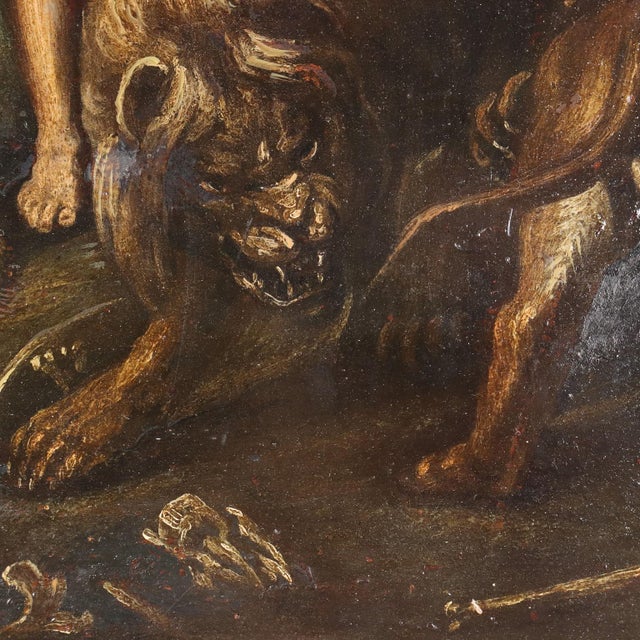 Italian Artist, Daniel in the Lions' Den, 19th Century, Oil on Board For Sale - Image 7 of 10