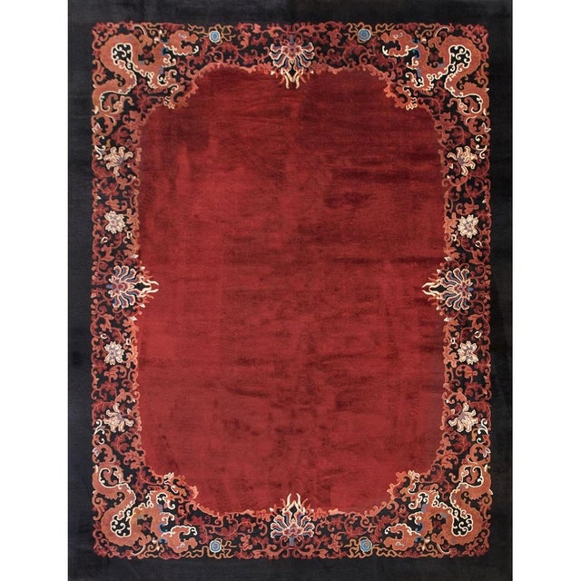 Textile 1920s Minimalist Red Rust Antique Walter Nichols Chinese Art Deco 9'3" X 12' For Sale - Image 7 of 7