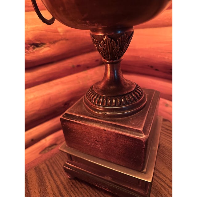 Vintage Hollywood Regency Frederick Cooper Brass & Wood Trophy Urn Lamp For Sale - Image 9 of 12