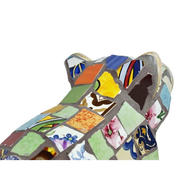 Gray Handcrafted Multicore Reclaimed Ceramic Pieces Mosaic Pig Garden Outdoor Figurine For Sale - Image 8 of 12