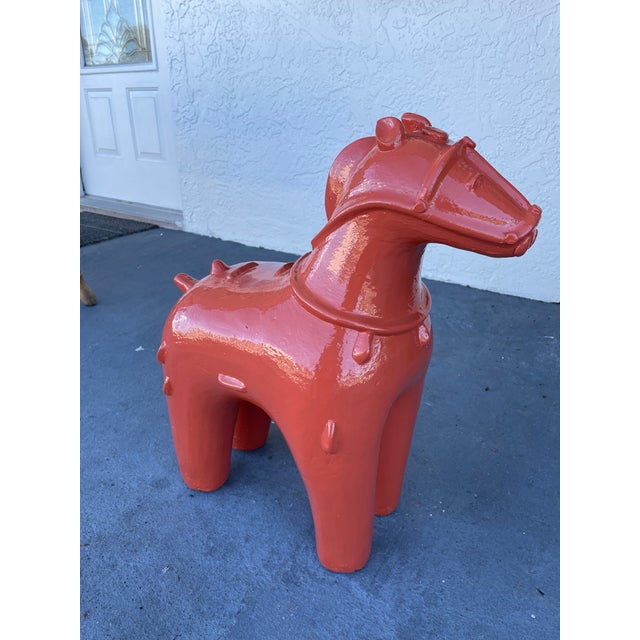 A Powerful and highly sculptural vintage Chinese Guardian Horse, reimagined with a bold yet sophisticated custom high-...