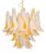 Vintage Italian Murano Chandelier with Acid-Etched Amber Glass Petals, 1990s For Sale