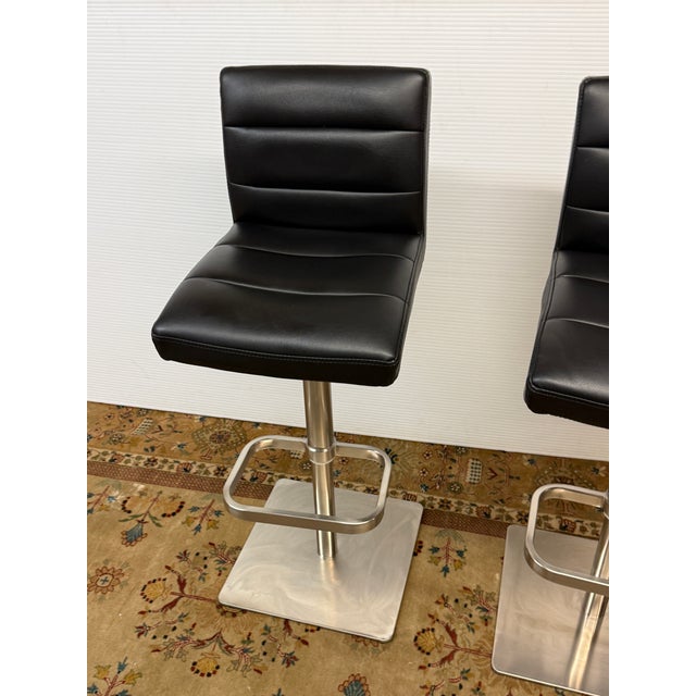 Black Zuri Furniture Lush Adjustable Swivel Bar Stools, Pair For Sale - Image 8 of 12