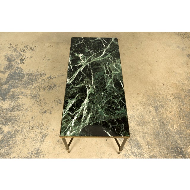 Mid-20th Century French Maison Jansen Style Brass and Green Marble Coffee Table For Sale - Image 12 of 18