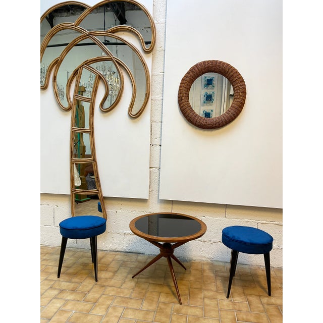 Brown Italian Mid Century Wood and Opaline Glass Coffee Table. Italy, 1950s For Sale - Image 8 of 11