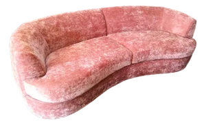 Scarlet Crushed Velvet Curved Sofa