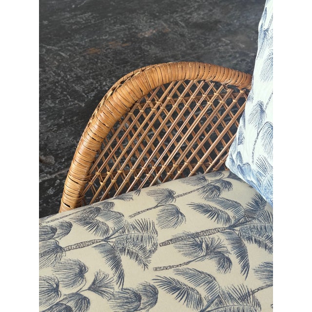 Vintage Boho Peacock Wicker Chaise With Tropical Cushions For Sale - Image 9 of 18