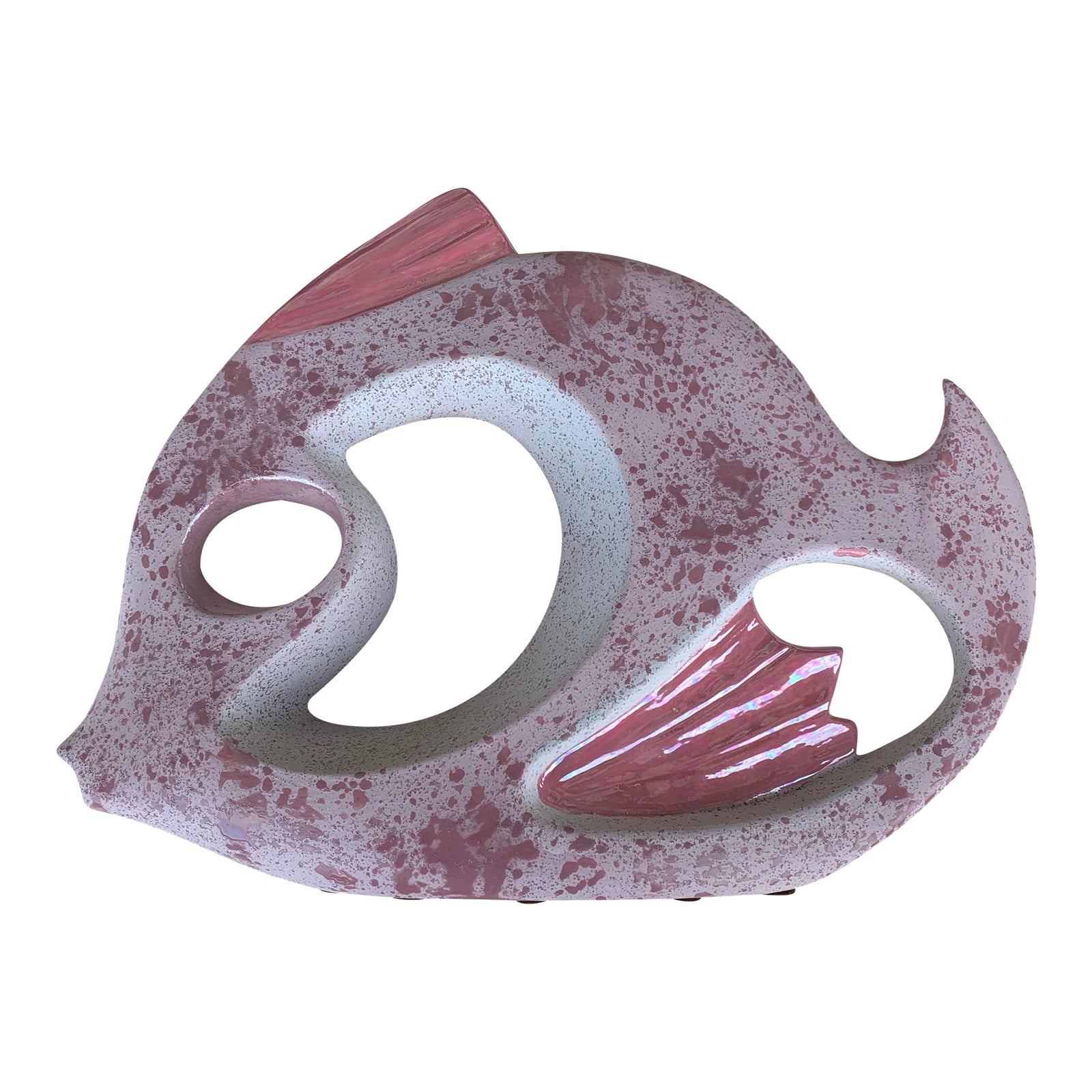Vintage Pink Ceramic Fish Sculpture | Chairish