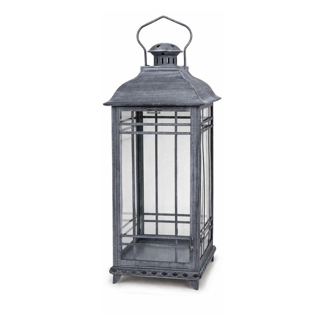 Kenneth Ludwig Chicago Traditional Gray Metal Lantern (Set of 3) For Sale - Image 4 of 6