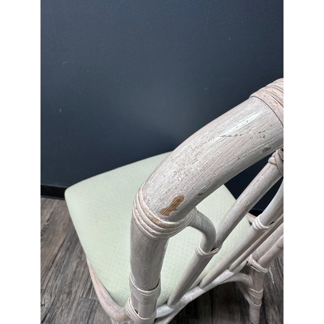 White Vintage Cathedral Rattan Upholstered Dining Chairs - Set of 6 For Sale - Image 8 of 8