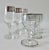 Vintage; Set of 3 Dorthy Thorpe sterling silver rimmed cordial glasses, along with these As of Yet sterling silver linear...