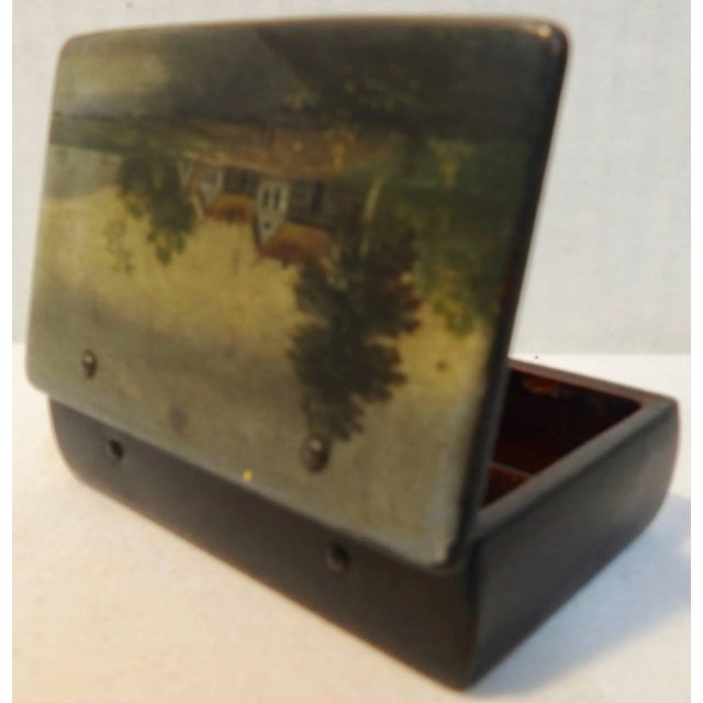 Late 19th Century Antique Russian Lacquer Box With Landscape For Sale - Image 5 of 9