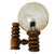 Wood Mid-Century Wall Lamp in Iridescent Wood with Peach Glass Ball Globe, 1970s For Sale - Image 7 of 7