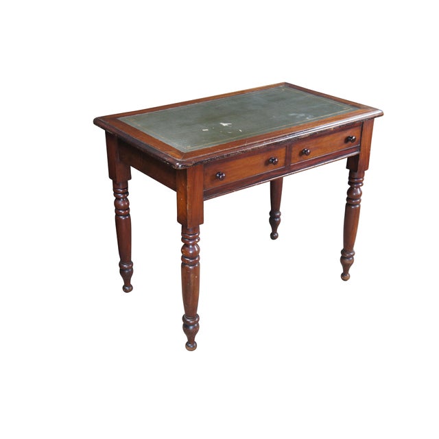 William IV Antique Victorian William IV Mahogany Tooled Leather Writing Table Desk Console For Sale - Image 3 of 16