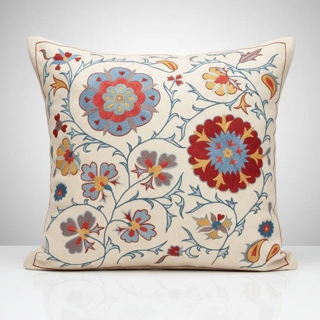 New Hand-Embroidered 100% Silk Cushion Cover – Authentic Uzbek Textile Art Elevate your home décor with this exquisite...