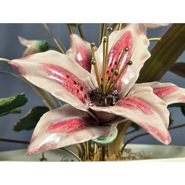 Metal Winifred Cole Madonnna Lily Pottery Flowers & Brass Brutalist Sculpture For Sale - Image 7 of 15