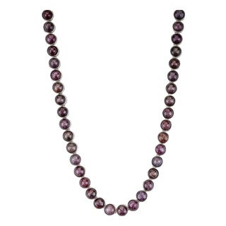 46.62Ct Star Ruby Bezel Set Tennis Necklace in 925 Silver 17 Inches For Sale