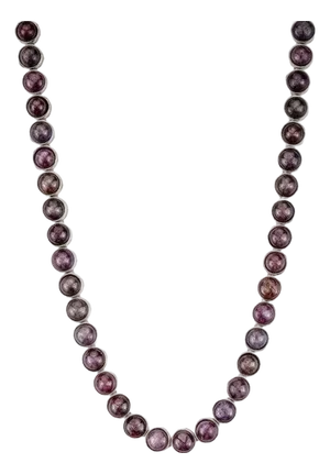 46.62Ct Star Ruby Bezel Set Tennis Necklace in 925 Silver 17 Inches