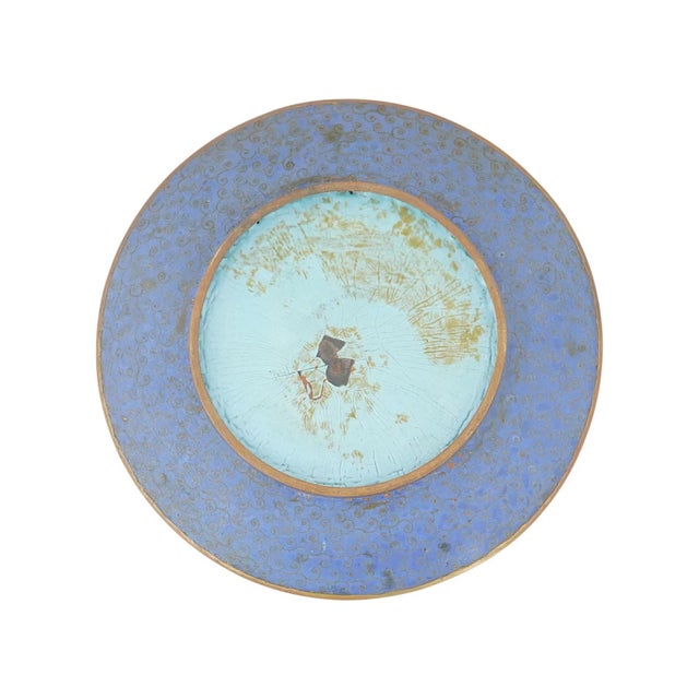 Japanese Meiji Period Japanese Cloisonne Enamel Plate Featuring Water Buffalo Mt Fuji For Sale - Image 3 of 5