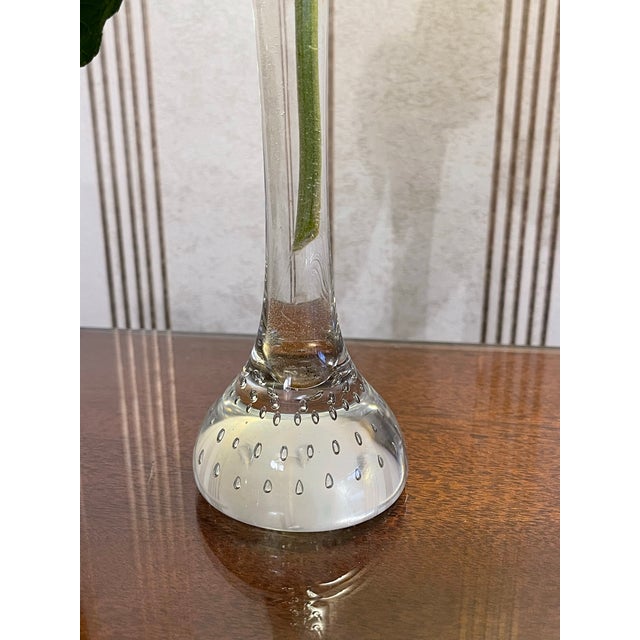 Transparent Vintage Mid-Century Hand Blown Clear Glass Bullicante Bud Vase For Sale - Image 8 of 10