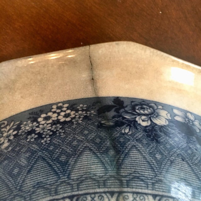 Antique C & W K Harvey Delaware Pattern Blue Transferware Bowl For Sale - Image 10 of 12
