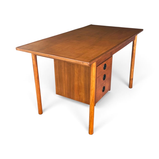 Restored Danish Modern Writing Desk With Sliding Cabinet & Tapered Legs For Sale - Image 11 of 17