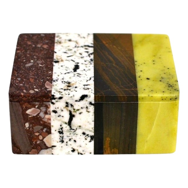 Gemstone Box Four Natural Stones Rare K3 Jasper Green Serpentine For Sale