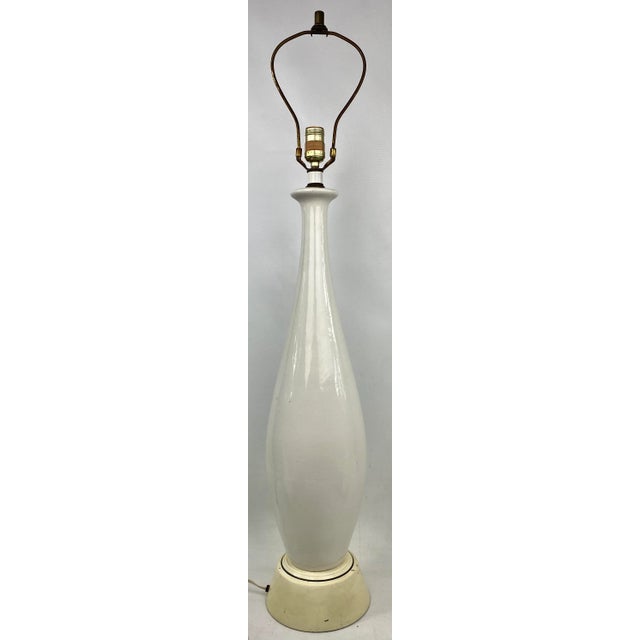 Large Mid-Century Ceramic White Table Lamp For Sale - Image 11 of 13