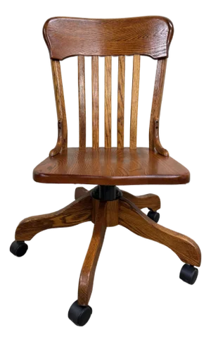 Vintage Tiger Oak Adjustable Swivel Desk Banker Lawyer Jury Office Chair