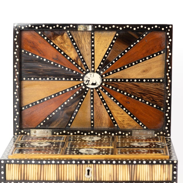 Brown Large Sinhalese Porcupine Quill and Ebony Spice Box With Fully-Fitted Interior, 19th Century For Sale - Image 8 of 13