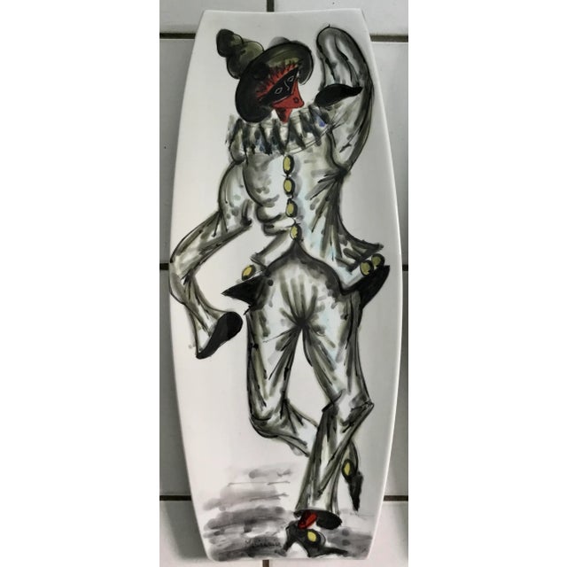 Fabulous set of hand painted with Venetian carnaval characters large ceramic hanging platters . Each signet by artist .