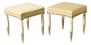 Swedish Pair of Louis XVI Style Stools Late 19th Century