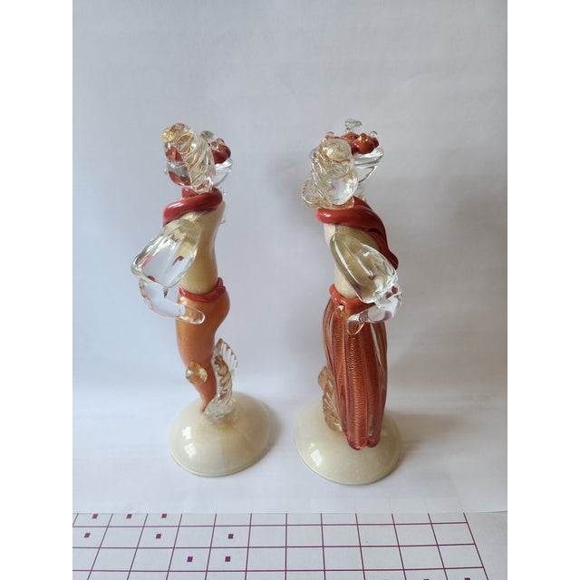 Orange Stunning Pair of Vintage Murano Glass Figures For Sale - Image 8 of 12