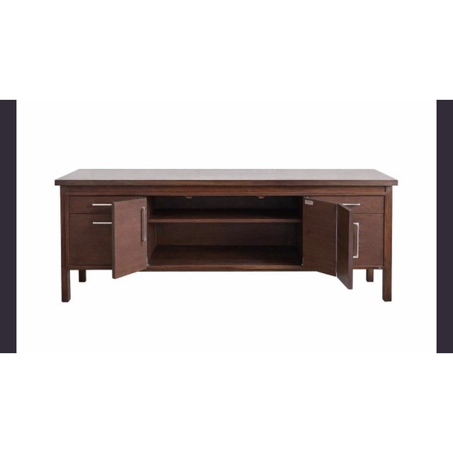 Mid-Century Modern Long Mid Century Modern Walnut Credenza Sideboard Console. 74 Inches. For Sale - Image 3 of 5