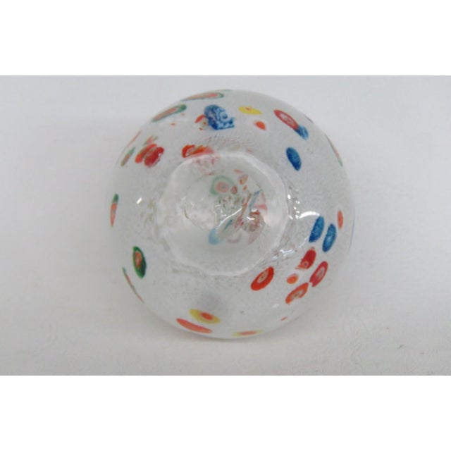 Mid Century Millefiori Art Glass Paperweight White Red Blue Green Orange 5129b For Sale In Miami - Image 6 of 14