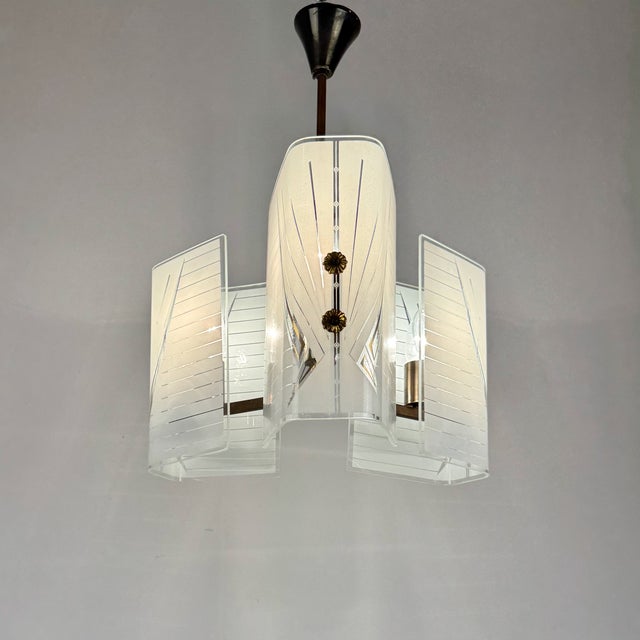 Mid-Century Three Arm Pendant Light, Italy, 1960s For Sale - Image 6 of 9