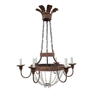 Niermann Weeks Iron & Crystal Chandelier For Sale