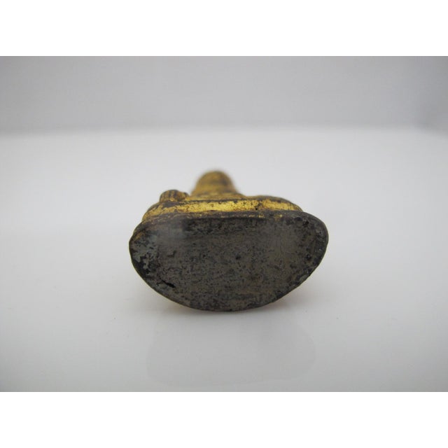 Metal Thai Gold Lacquered Bronze Ratanakosin Miniature Seated Buddha Figurine For Sale - Image 7 of 7